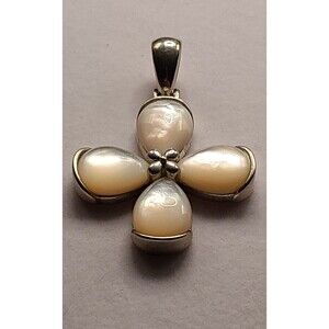 Sterling Silver & Mother Of Pearl Cross 925 Vintage